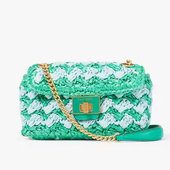 Kate spade Evelyn striped crochet raffia small shoulder cross body convertible - Picture 7 of 16